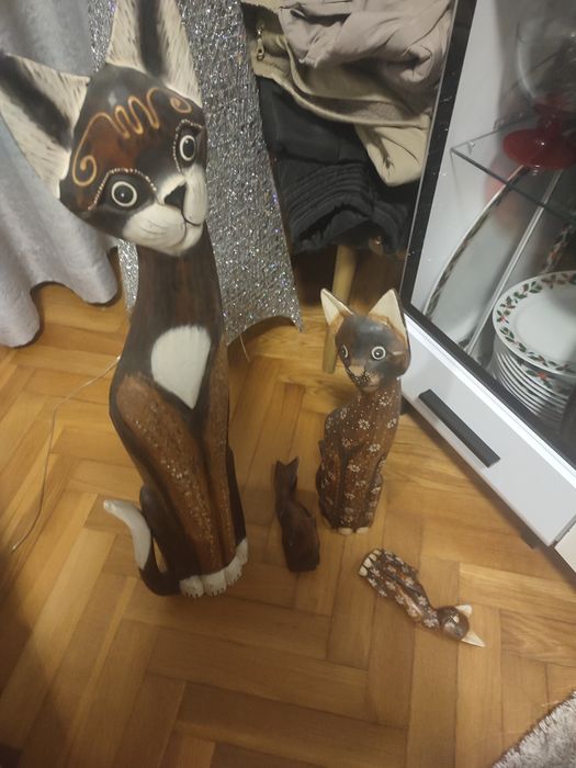 Quatro gatos decoração em madeira  70cm outro 50cm e dois 20cm