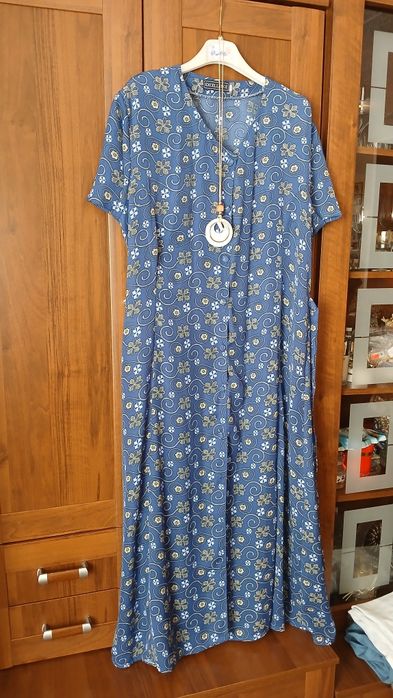 Sukienka letnia niebieska wzorki xxl