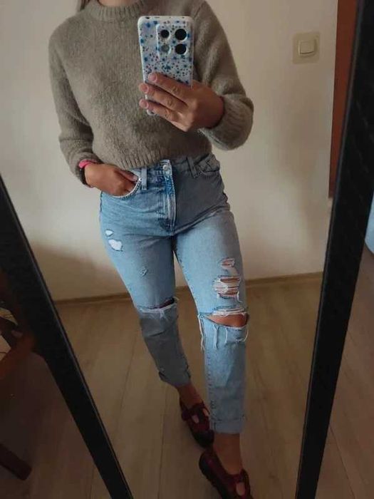 sweter brązowy do pasa zara S bez wad jak nowy