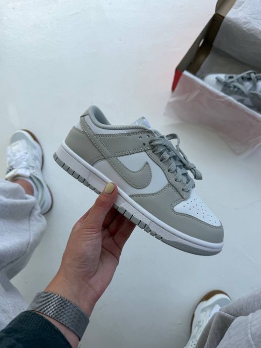Nike SB Dunk Low Grey White кросівки найк данк сірі шкіряні