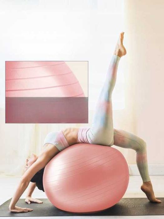 Piłka gimnastyczna 55cm + mała piłka do pilatesu + pompka, różowa