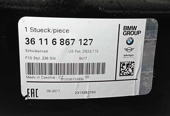 Felga BMW 17"  8Jx17 ET:30  Seria: 5' Seria: 6' nr mag. 1/383