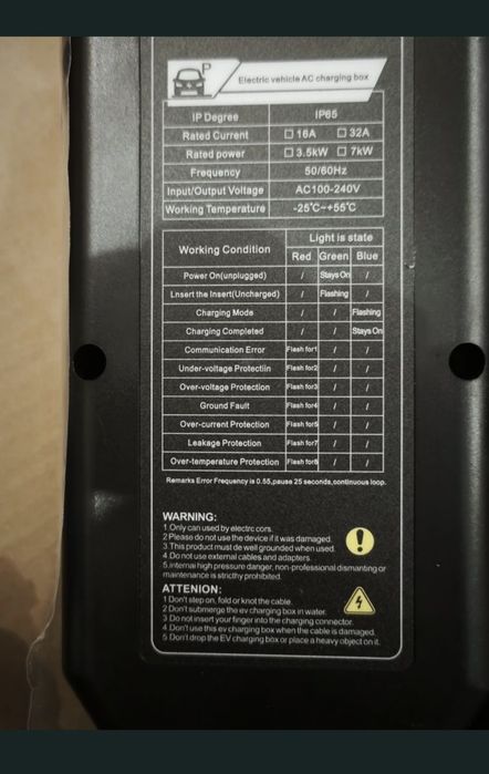 Зарядне для автомобіля Feyree, IPENGEN, EV Charger 16A та 32А.