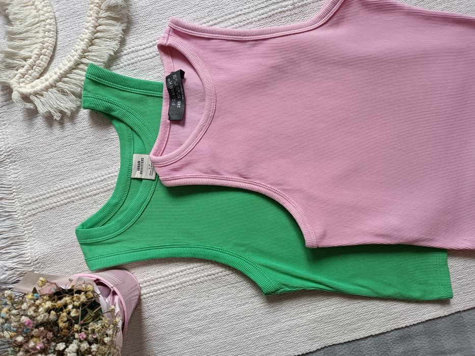 Топ в рубчик рожевий зелений primark