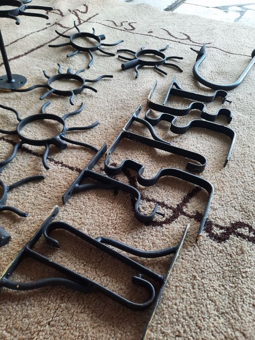 Conjunto candelabro, chaveiro e suportes cortinado em ferro