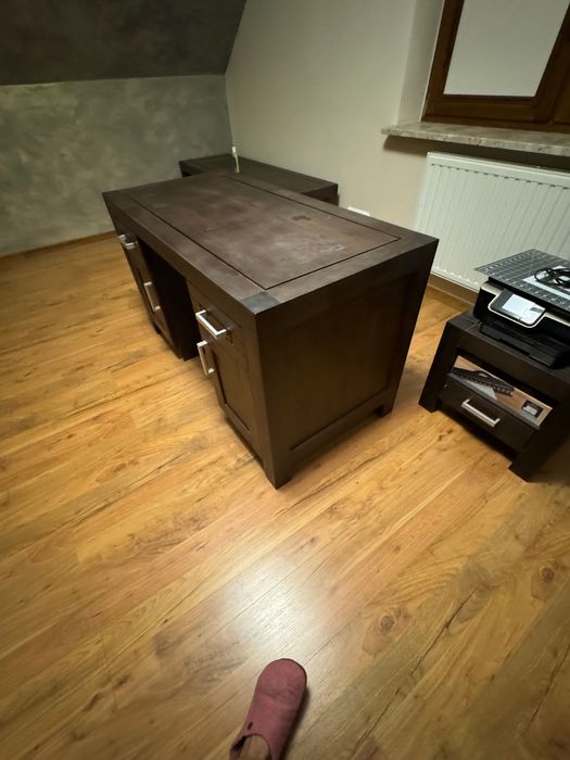 BIURKO z litego drewna (dąb) heban / nero 135x65x77 BDB