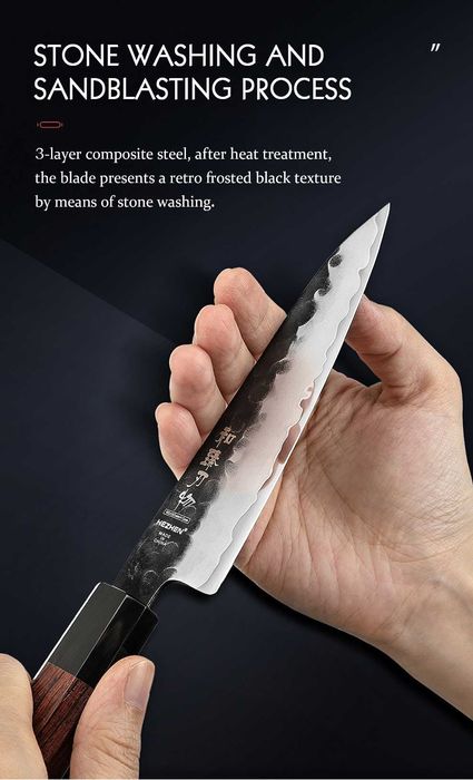 Набор кухонных ножей HEZHEN Classic Japanese 3-layer 10Cr15CoMoV 3 шт.