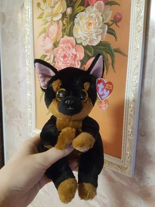 TY Beanie Babies редкий глазастик собака ротвейлер FRITZ 22см оригинал