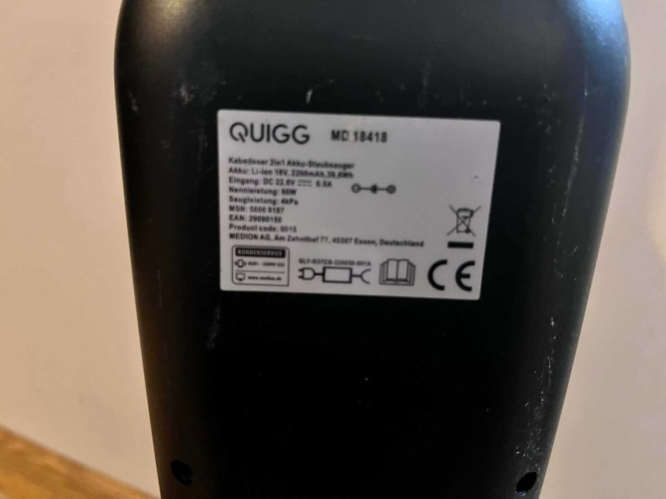 Odkurzacz ręczny, bezprzewodowy QUIGG MD 18418 ze stojakiem 2w1