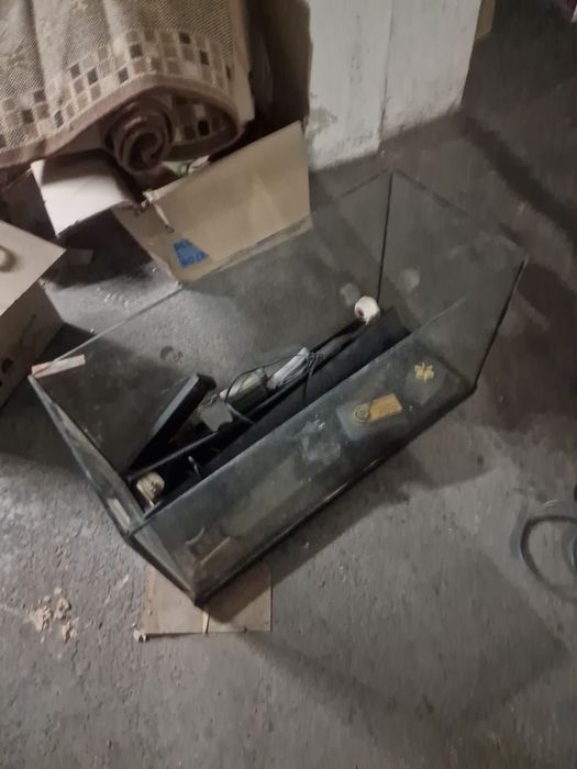 Aquário com vários objetos extras