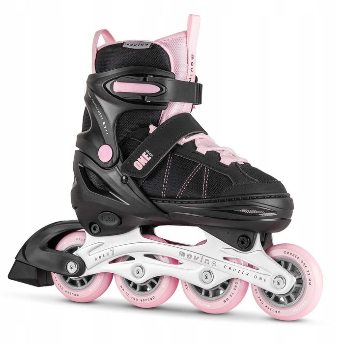 Nowe Rolki Regulowane Damskie Czarno Różowe  R. 38-41