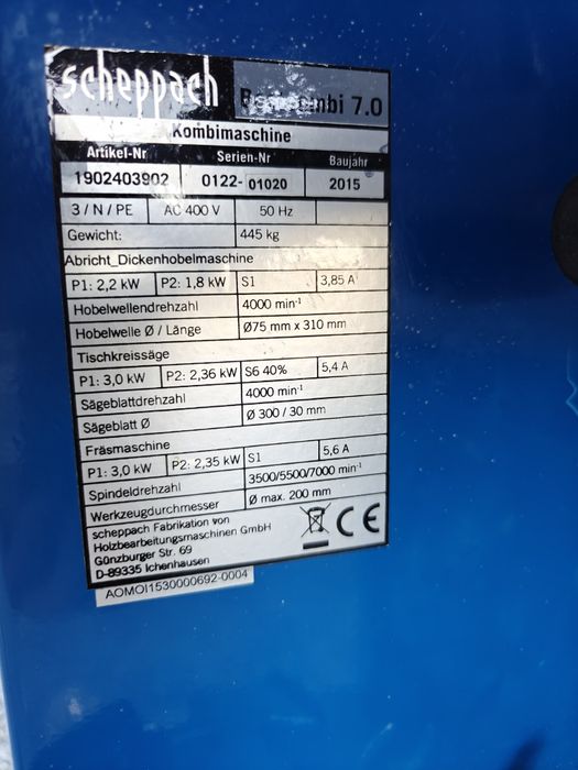 Obrabiarka wieloczynnościowa 4w1, stół formatowy 200cm, 31 cm grubościówka