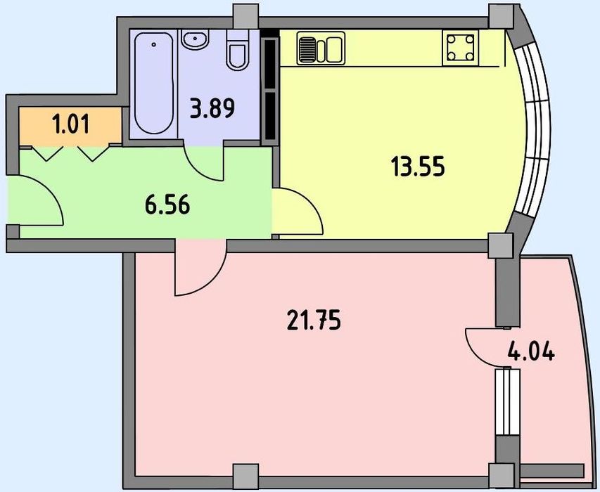 Оренда просторої 1-кімнатної квартири 48 м² (видова)