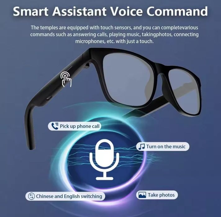 Smart glasses Óculos de Sol Inteligentes  com Câmera Ultra HD 8K, Bluetooth e Controlo Tátil - À Prova de Água