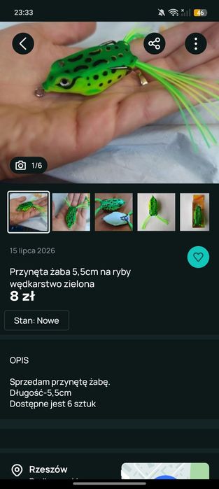 6 sztuk przyjęta żaba zielona wędkarstwo