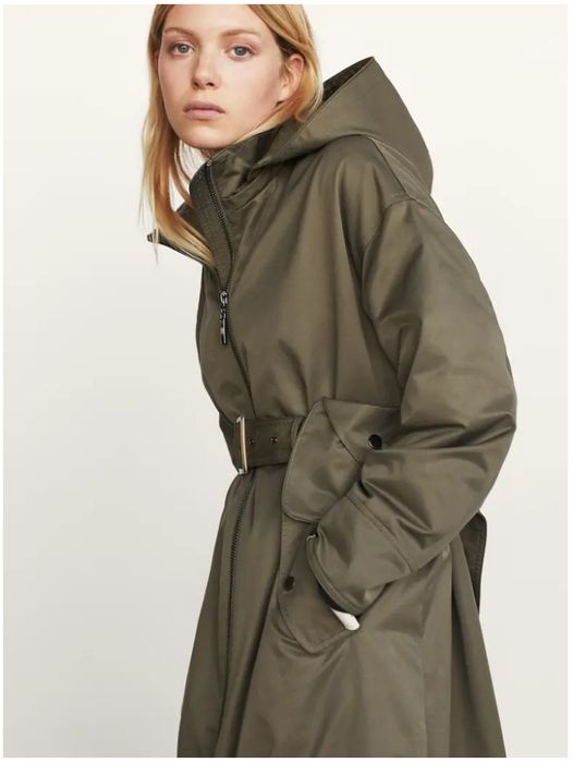 MASSIMO DUTTI parka płaszcz khaki 36/S oversize