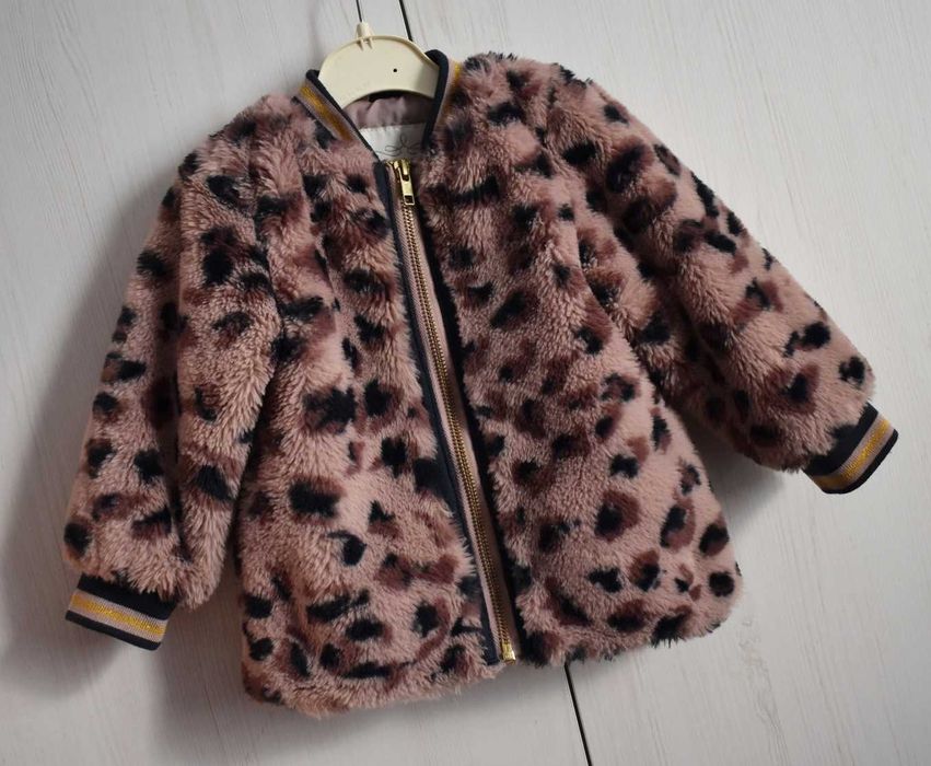 Futerko zimowe 80 ciepłe sztuczne futro eleganckie Creamie panterka