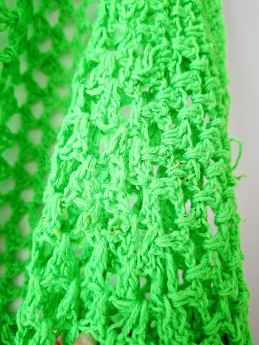 Zielona chusta szydełkowa handmade rękodzieło 145x50 cm boho
