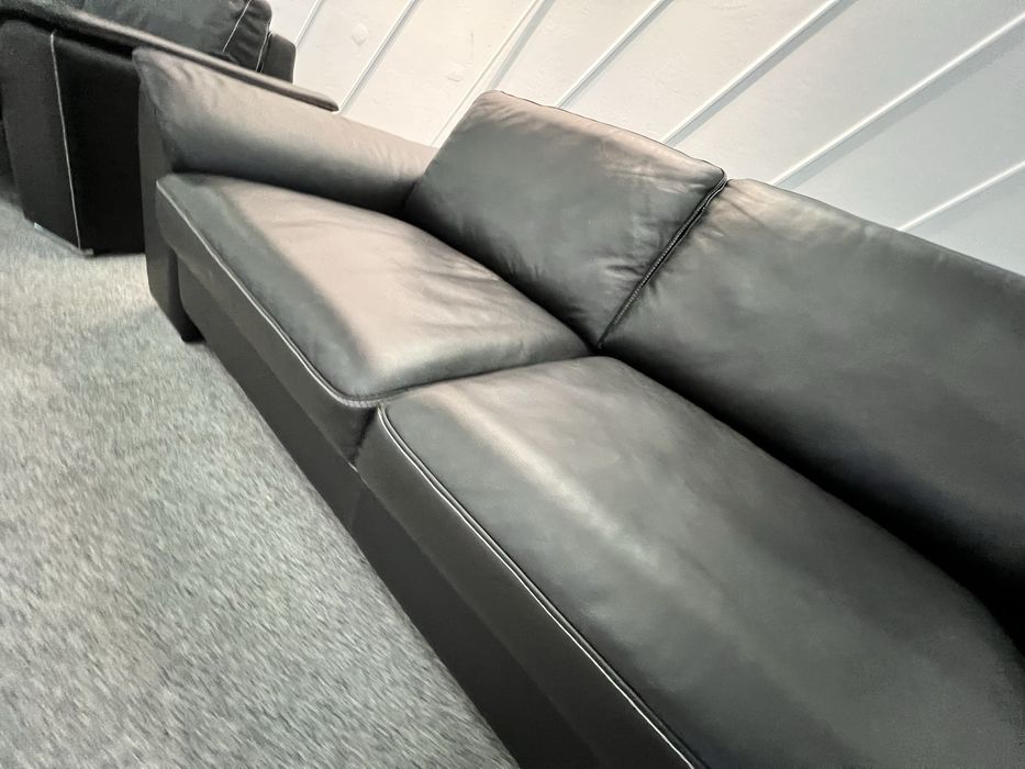 Диван трійка двійка реклайнер шкіряний чорний