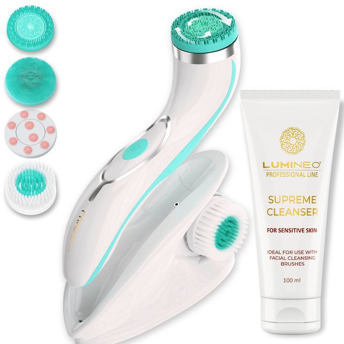 Szczoteczka Brush Pro Lumineo 4 Końcówki + Żel Do Skóry Wrażliwej Turkusowa Lumineo
