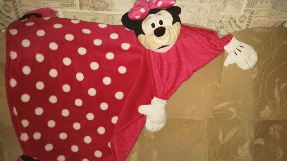 Плед покрывало детское Микки Маус в горох девочке