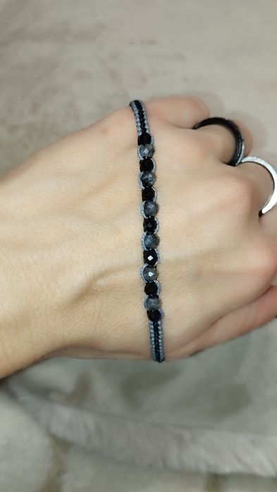 Bransoletka z kamieni naturalnych czarny turmalin labradoryt