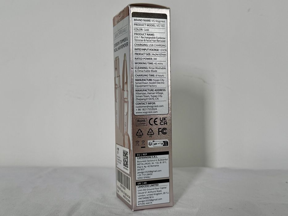 Тример для брів та видалення волосся VOGCREST VG-102 2-в-1 USB Rechargeable Gold