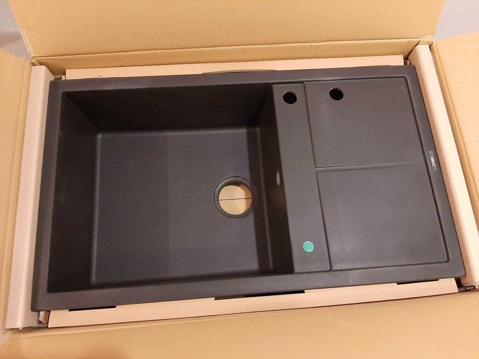 zlew, zlewozmywak nowy, czarny, włoski Elleci Unico 410 Granitek