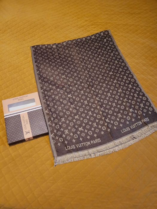 Szalik damski kaszmirowy brązowy dwustronny LV