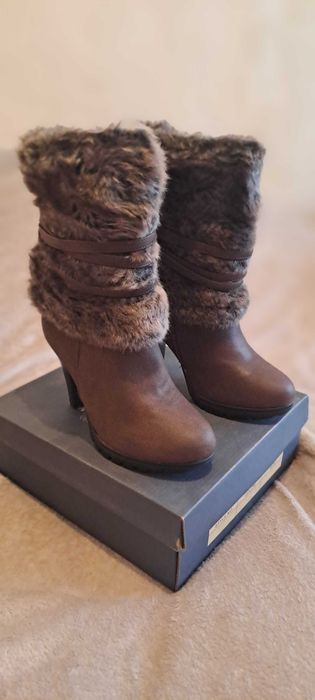 Buty eleganckie R 36 brązowe zimowe