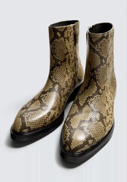 Skórzane męskie buty kowbojki. 100% skóra naturalna. Rozmiar 45. Zara.