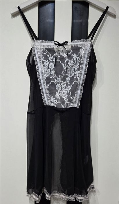 Halka Strój Czarny Pokojówka Rozcięcie z Tyłu M-XL
