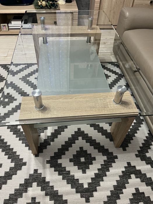 Ława szklana , kolor dąb sonoma