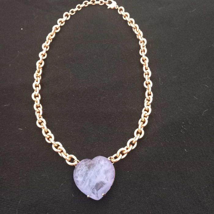 COLAR Semi Joia com coração pedra Fusion