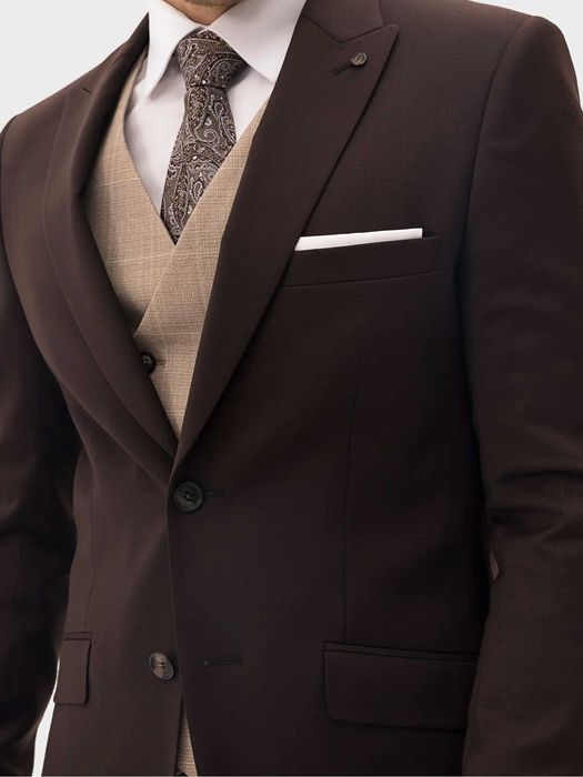 Garnitur Evenemen Kast Brown Brązowy Slim Fit