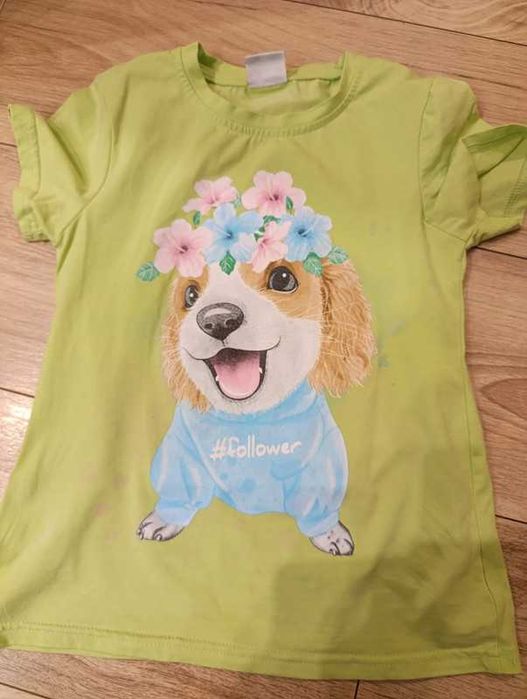 Bluzka na krótki rękaw, T-shirt 122/128 pies