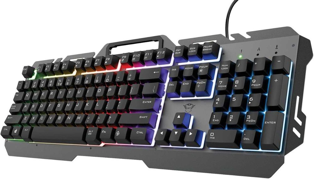 Trust ESCA GXT 853 metalowa klawiatura RGB dla graczy LED PC + stojak