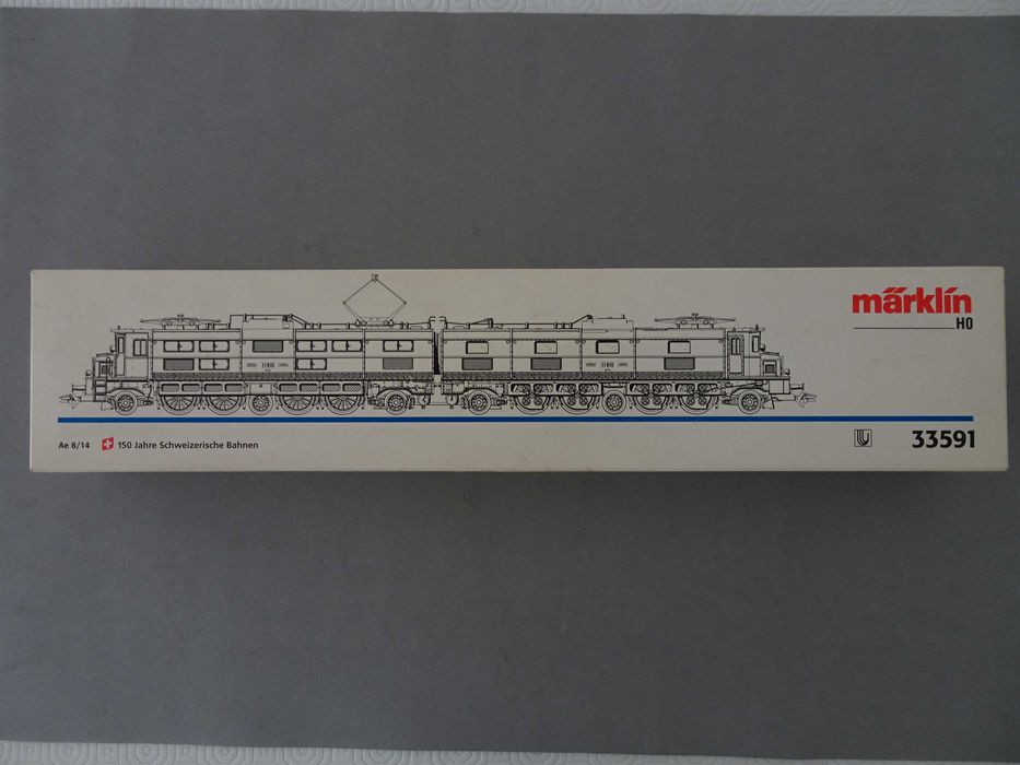 Locomotiva Marklin HO 33591 Ae 8/14 na caixa - Edição comemorativa dos 150 anos dos caminhos-de-ferro suiços