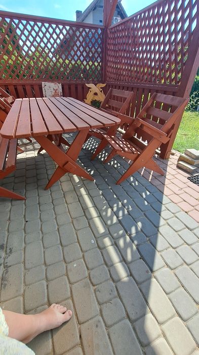 Zestaw ogrodowy stół, 6 krzeseł + ławka