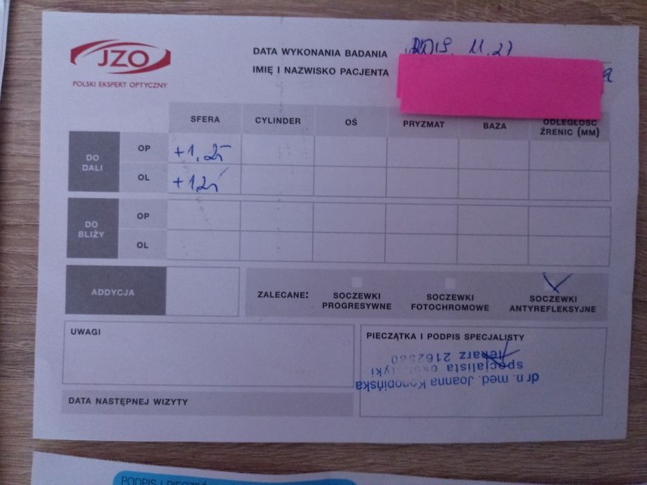 Piękne młodzieżowe Okulary korekcyjne +1,25 antyrefleks