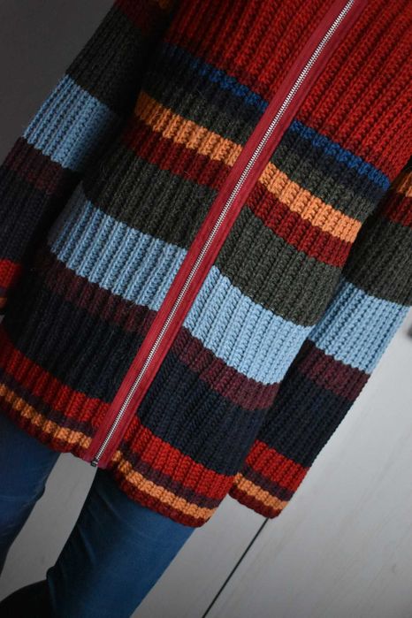 Sweter wełniany 42 XL XXL kardigan zasuwany wełna alpaka ciepły zimowy