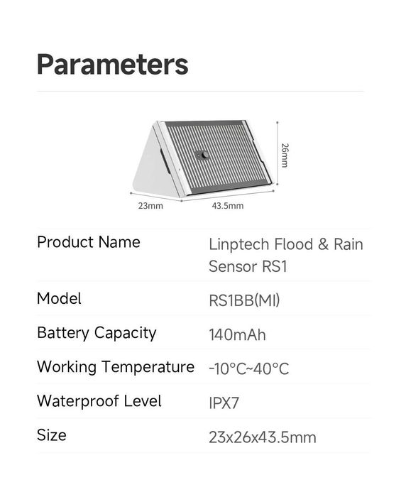 Sensor de Chuva Xiaomi - Linptech Imersão em Água, Smart Leak Sensor