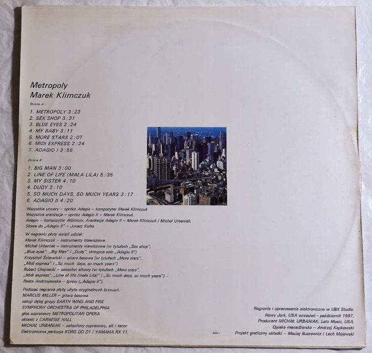 Marek Klimczuk – Metropoly. Poljazz 1987. LP. Ex