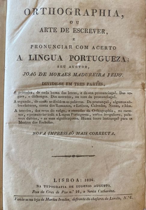 Orthografia ou arte de escrever a lingua portuguesa, 1836