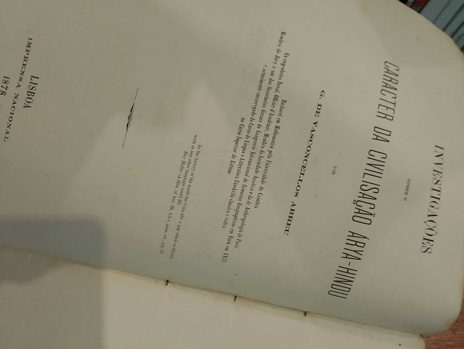 Investigações sobre o Caracter da Civilização Árya-Hindu 1878