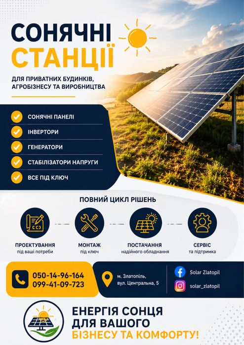 Енергія сонця для вашого дому та бізнесу