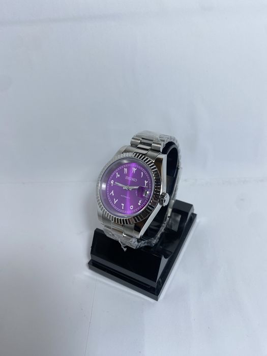 Zegarek automatyczny Seiko mod datejust arabic nh35 violet fiolet 40mm