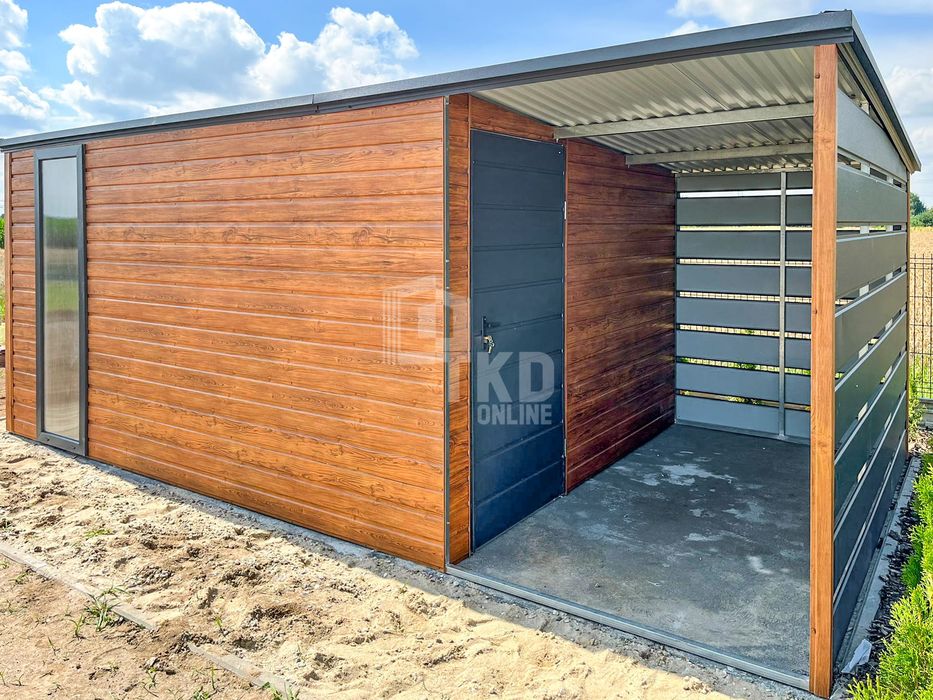 Schowek Domek Ogrodowy 4X3M + Wiata 2M Drzwi Okno Dach Tkd280