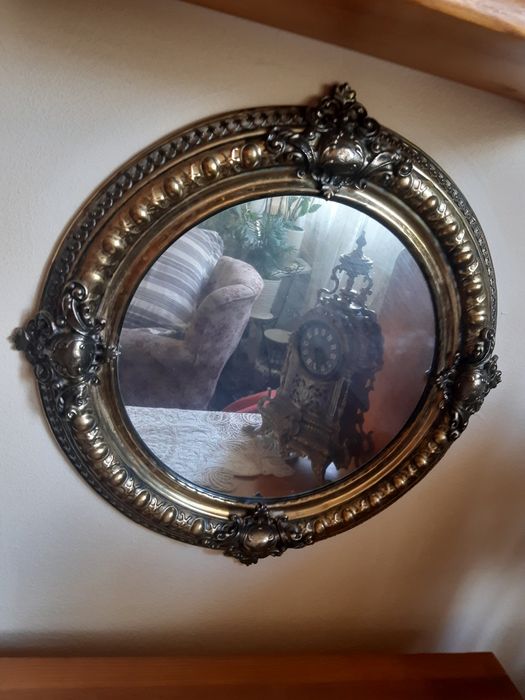 Okazja Piękne pałacowe lustro w mosiężnej ramie