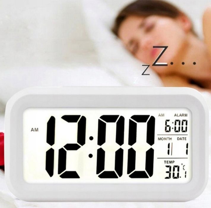 Budzik Zegar LED Termometr 12/24h Podswietlenie